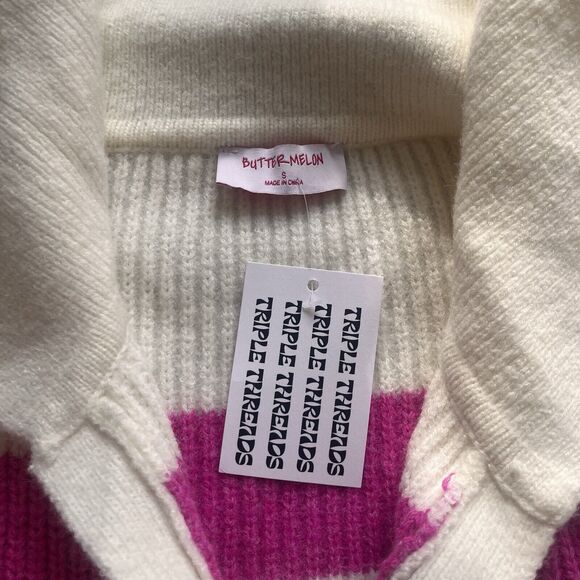 New With Tags Butter Melon Striped Sweater Size Women’s Small - Picture 4 of 6